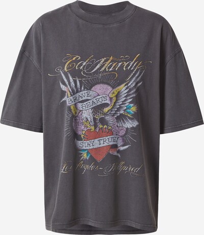 Ed Hardy Свободна дамска риза 'BRAVE-HEARTS' в светлолилаво / червено / черно / бяло, Преглед на продукта