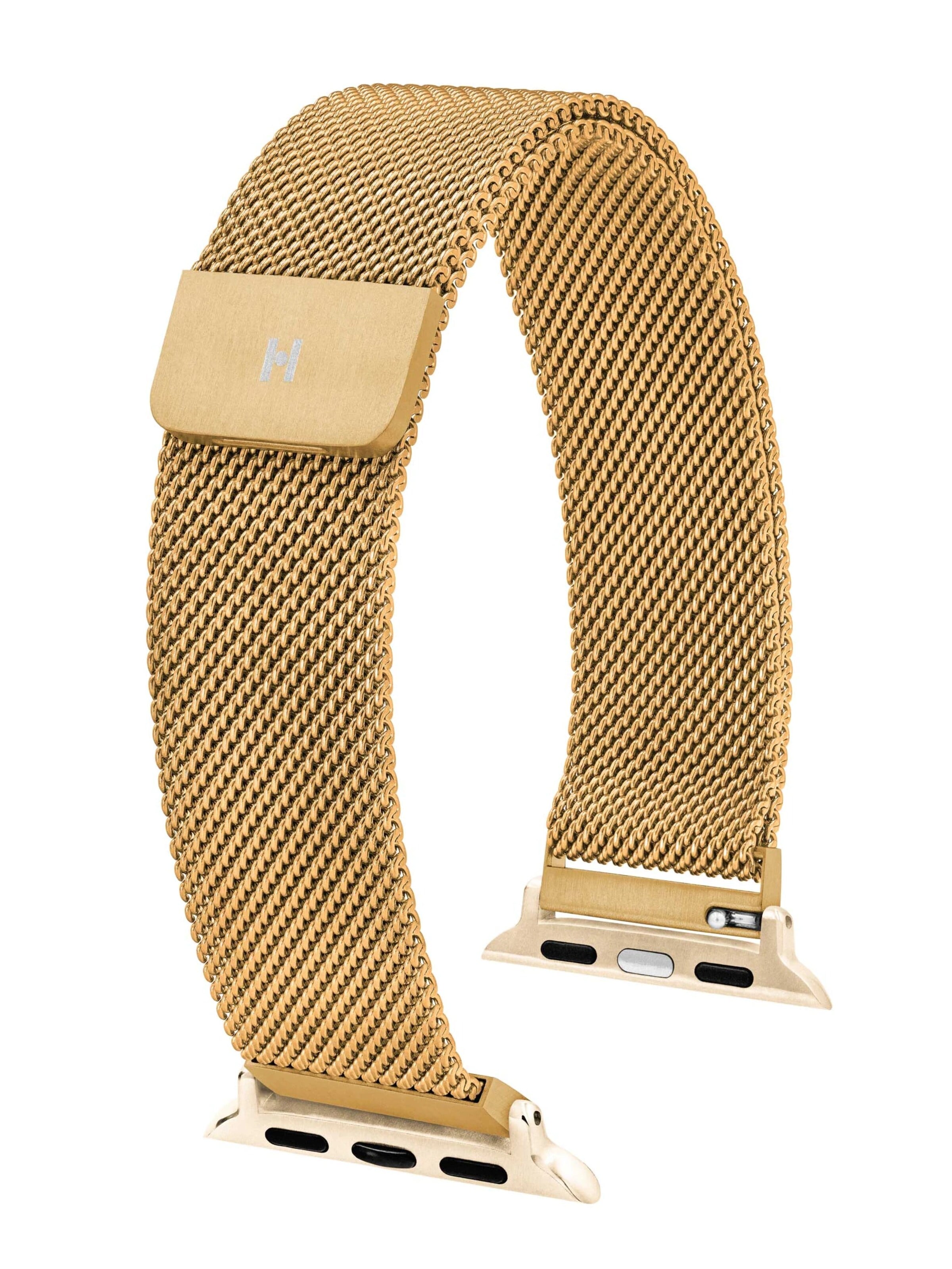 HIRSCH Armbänder Digital Watch 'Milanaise for Apple Watch' in Gold: front