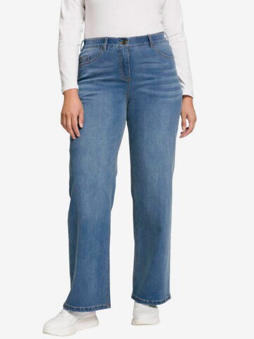 Ulla Popken Wide leg Jeans in Blauw: voorkant