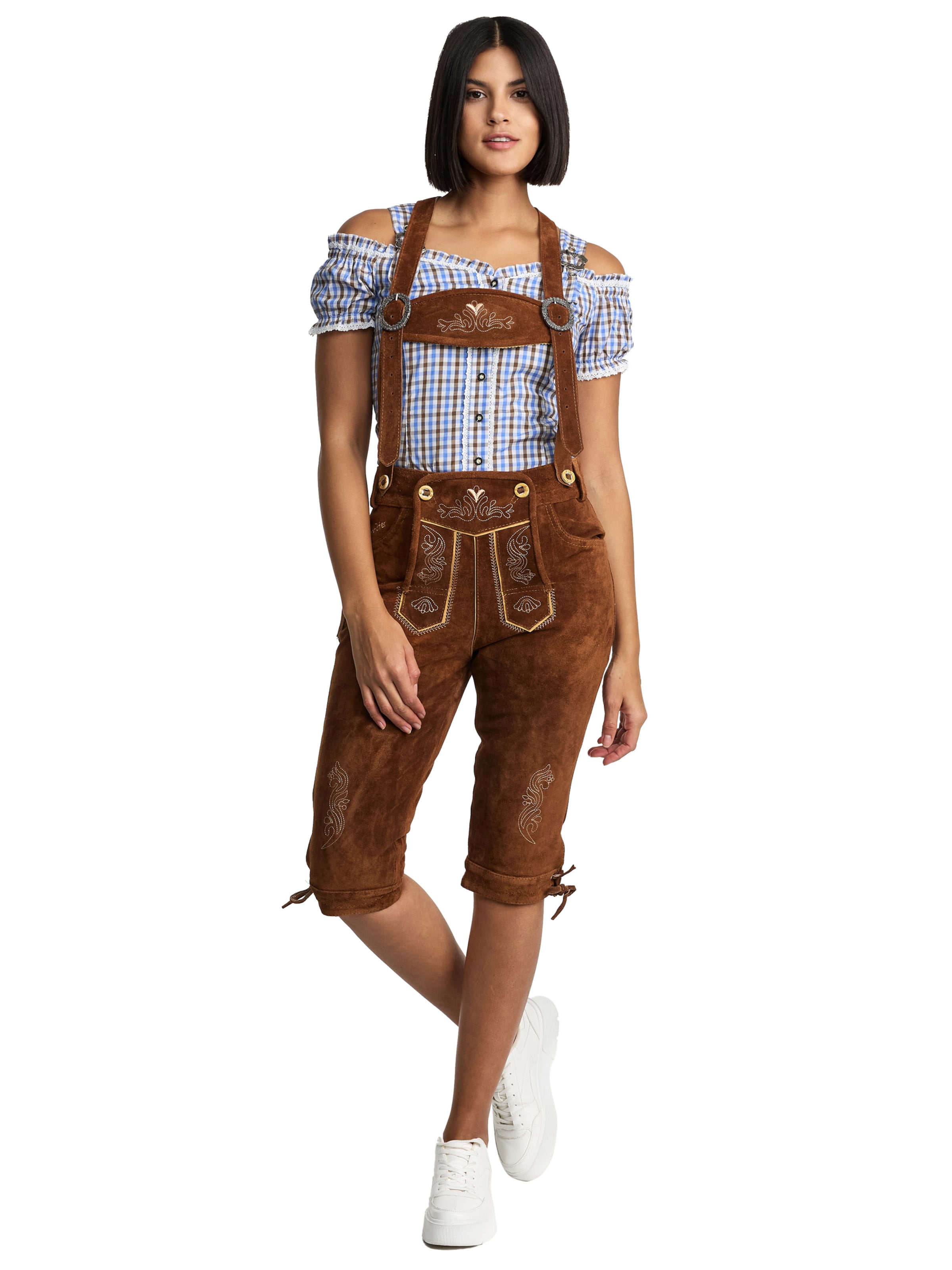 Steigenhöfer Regular Traditional Pants 'Clara' in Brown: front
