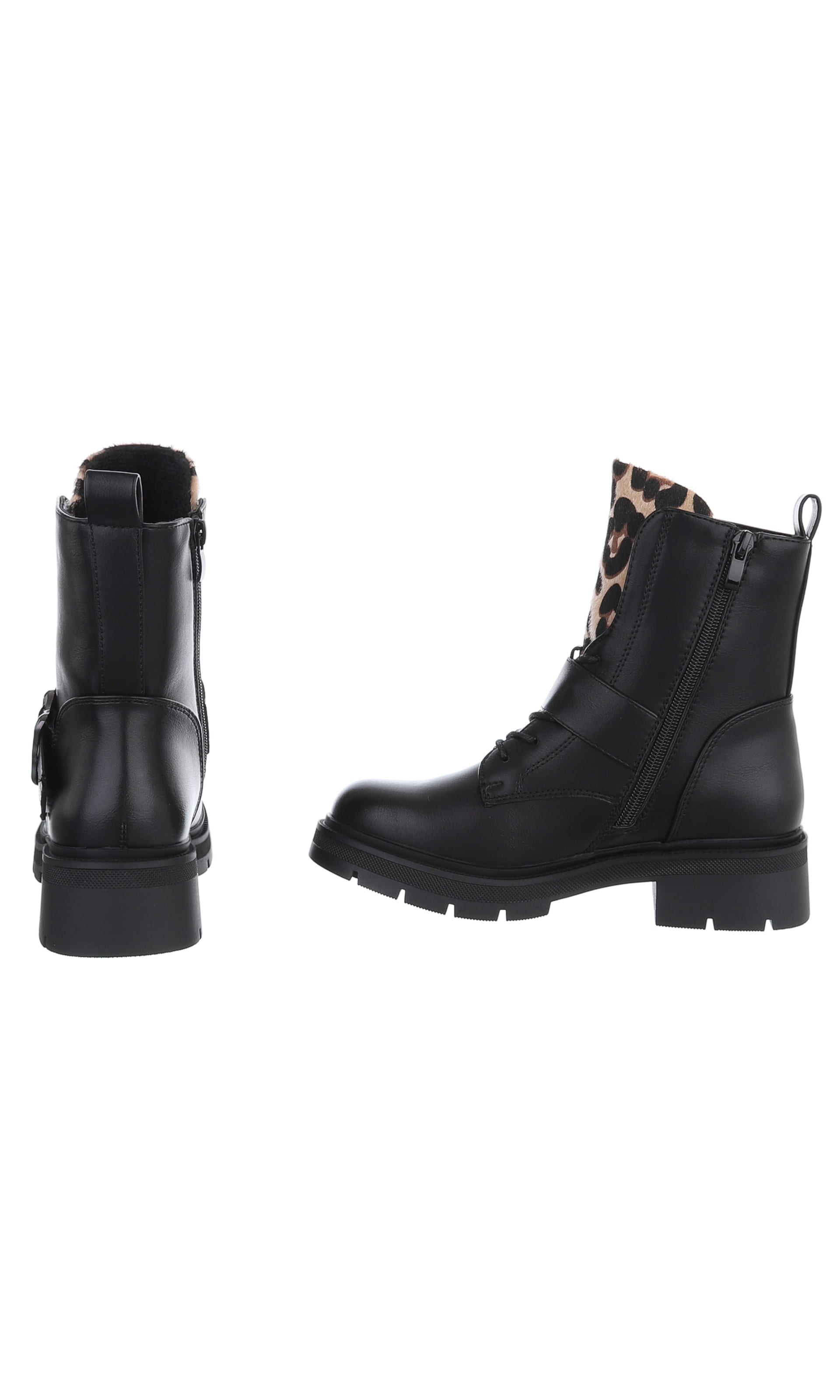 Ital-Design Lace-Up Ankle Boots in Black