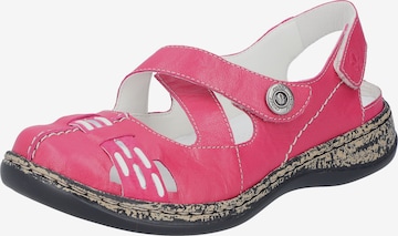 Rieker Ballet Flats with Strap in Pink: front