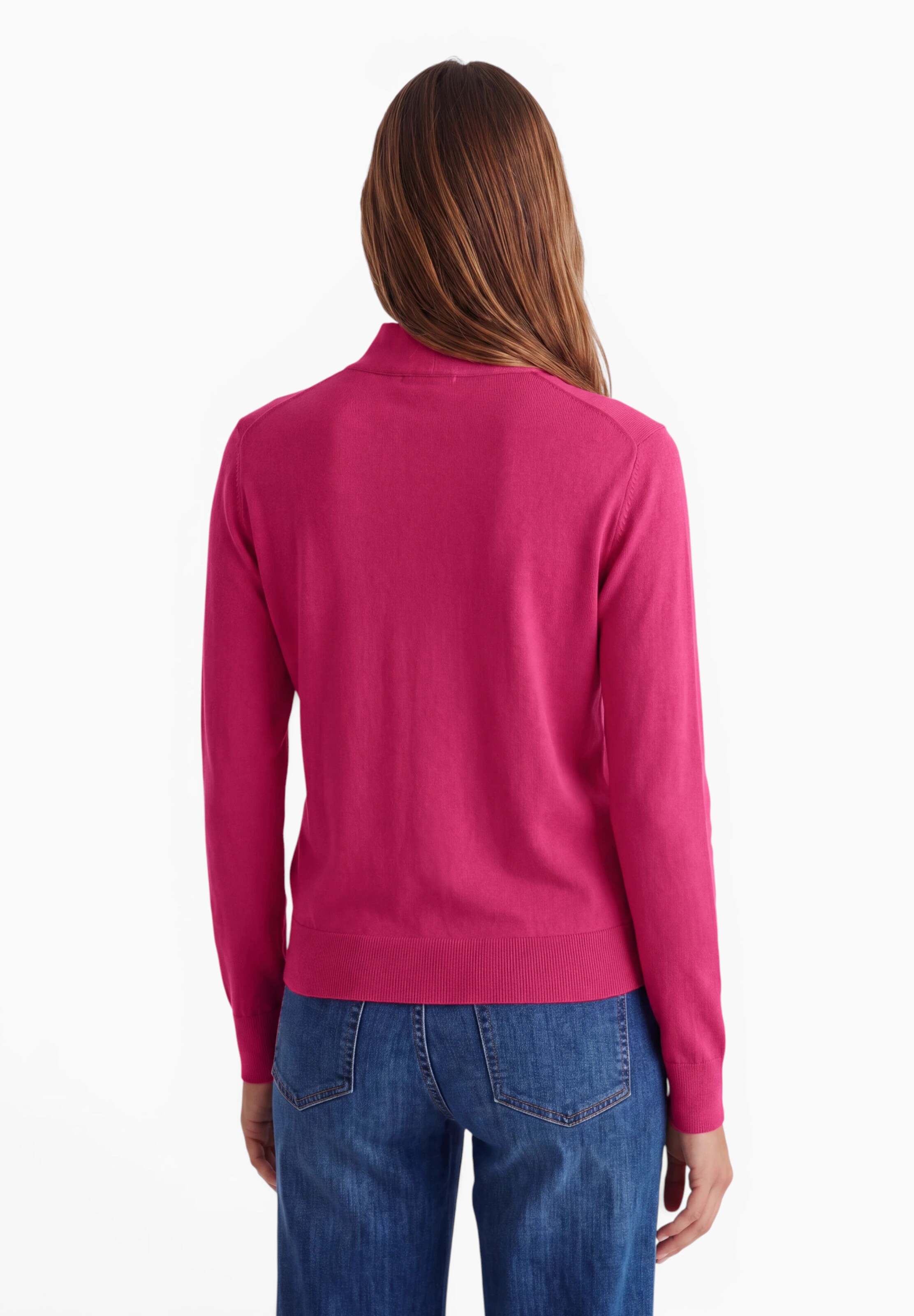 CECIL Langarm Pullover mit Schalkragen in Pink