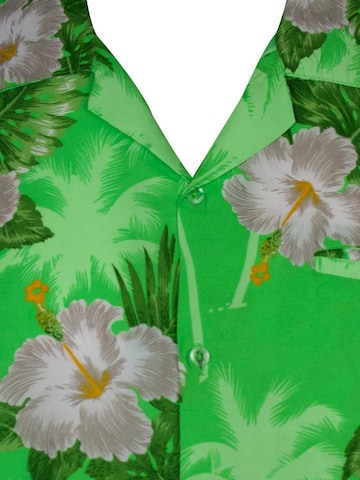 King Kameha Regular Fit Hemd 'Small Flower' in Grün