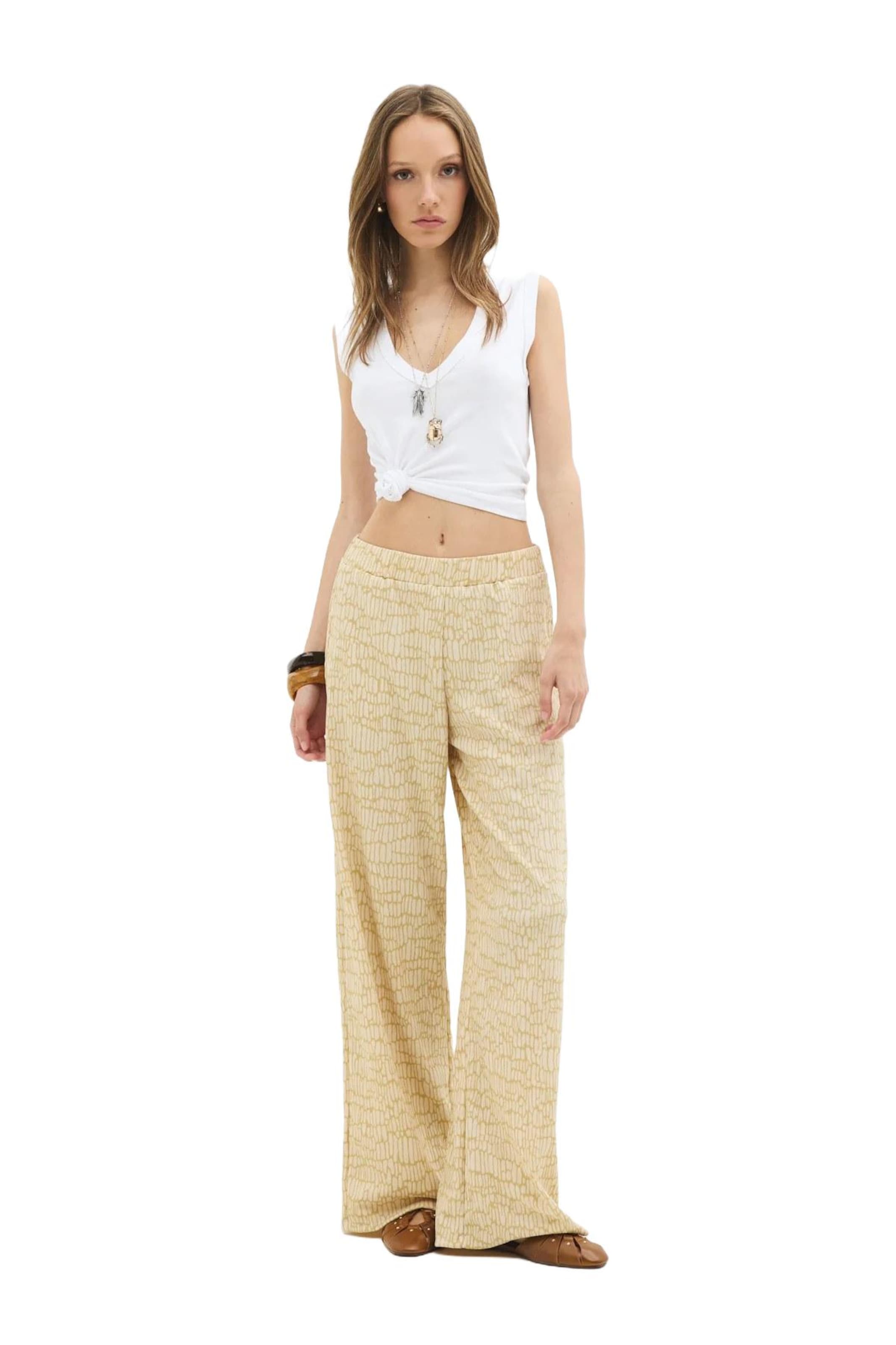 No Matter What Wide leg Broek in Beige