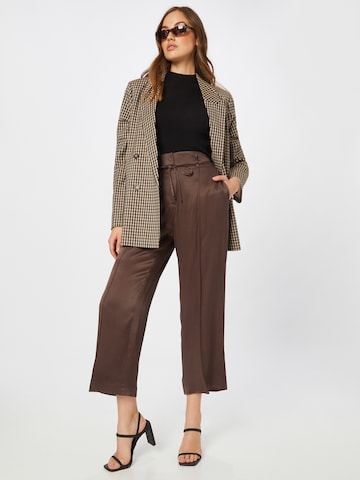 s.Oliver BLACK LABEL Wide leg Pleat-Front Pants in Brown