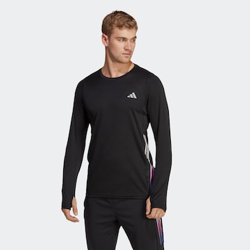 ADIDAS PERFORMANCE - Camiseta funcional 'Run Icons 3-Stripes' en negro: frente