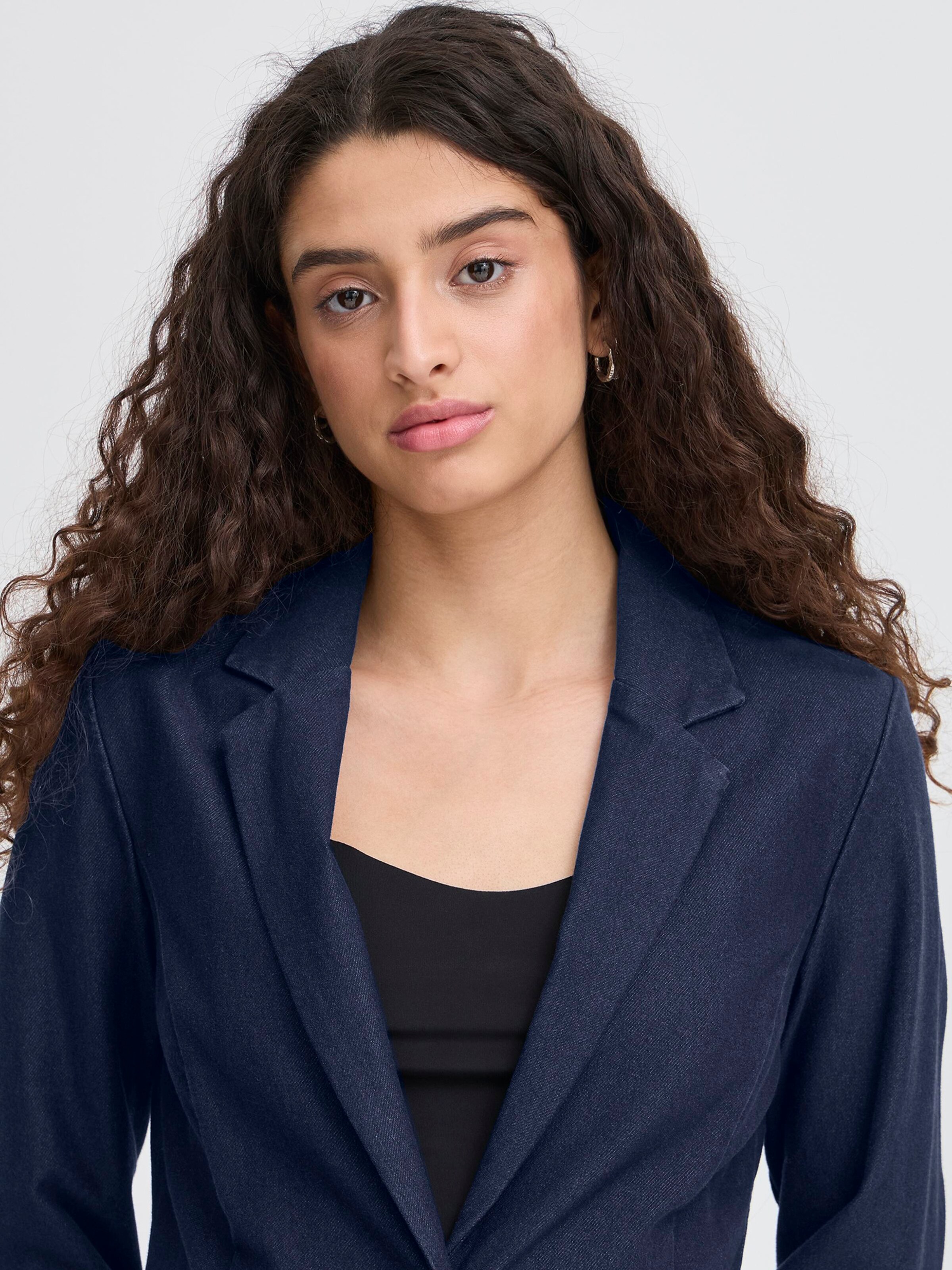 ICHI Blazer Donna In Jersey Leggermente Sciancrato - Giacca Casual Lavoro