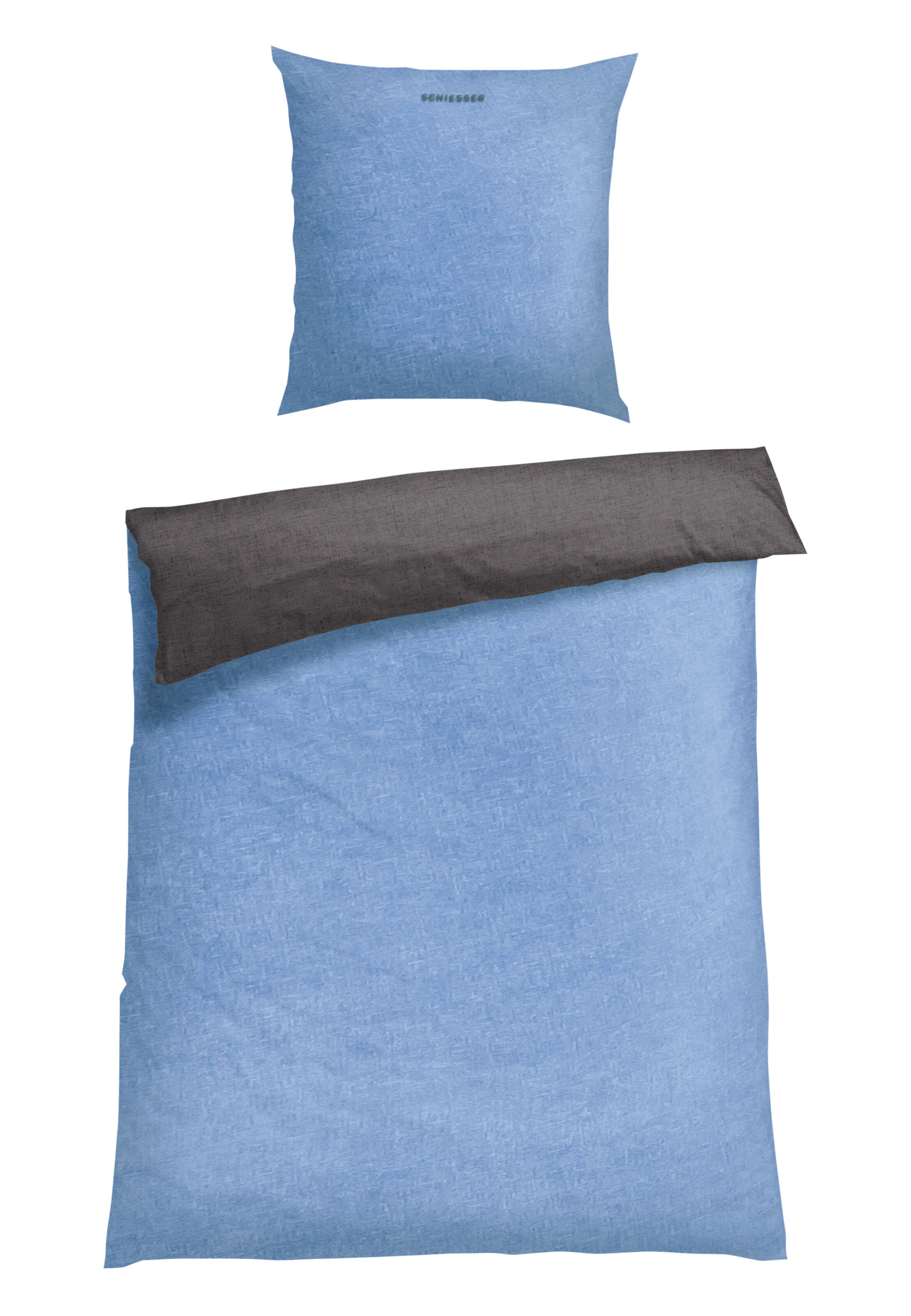 SCHIESSER Duvet cover 'Doubleface Feinbiber' in Blue: front