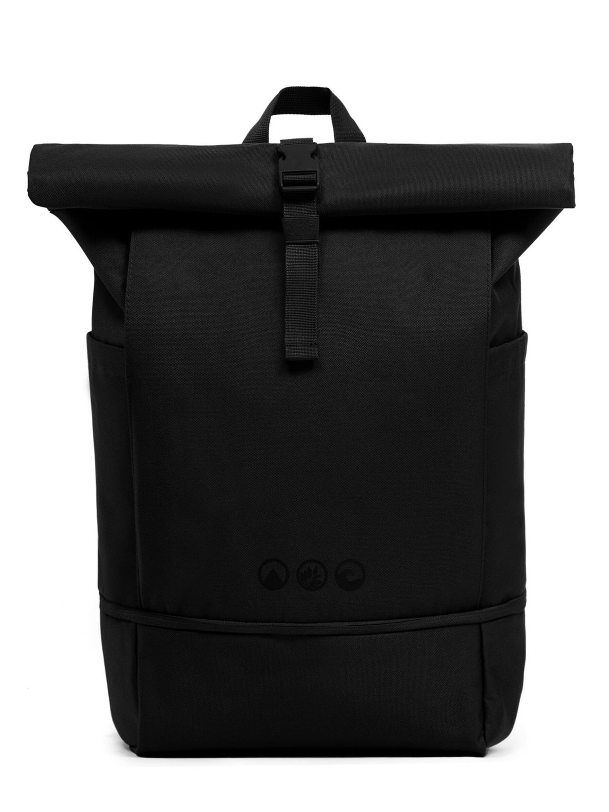 SONS OF ALOHA Backpack 'XL Rolltop Rucksack NALU Sporttasche 15 Zoll mit Schuhfach' in Black: front