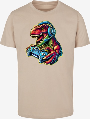 F4NT4STIC Shirt 'Dinosaurier Gamer' in Beige: front