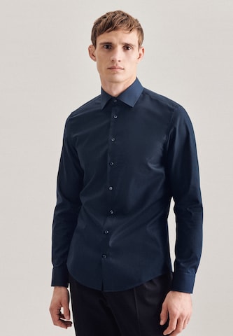 SEIDENSTICKER Slim fit Button Up Shirt in Blue: front