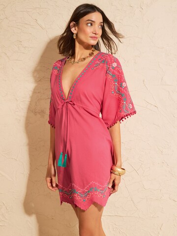 Robe d’été love & roses en rose