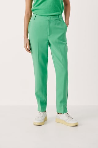 Part Two Regular Pleated Pants 'Urbana' in Green: front