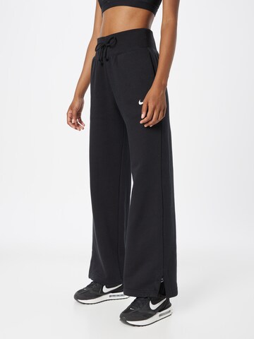 NIKE Wide leg Trousers 'Phoenix Fleece' in Black: front