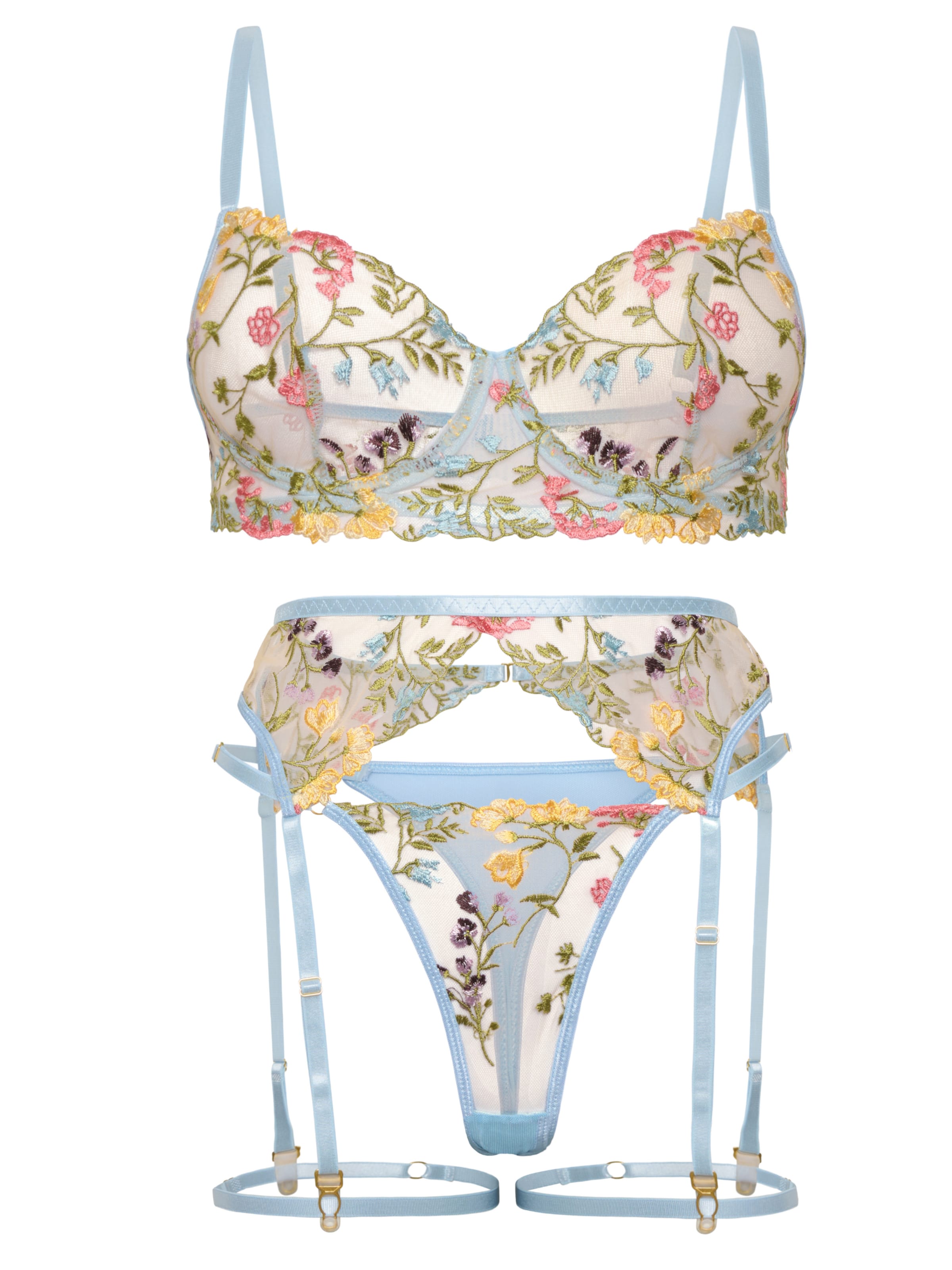 Orchibelle Wäsche-Sets in Blau: Vorderseite