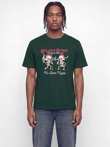 JACK & JONES Tričko 'JJMERRY SKULL XMAS' - Zelená: predná strana