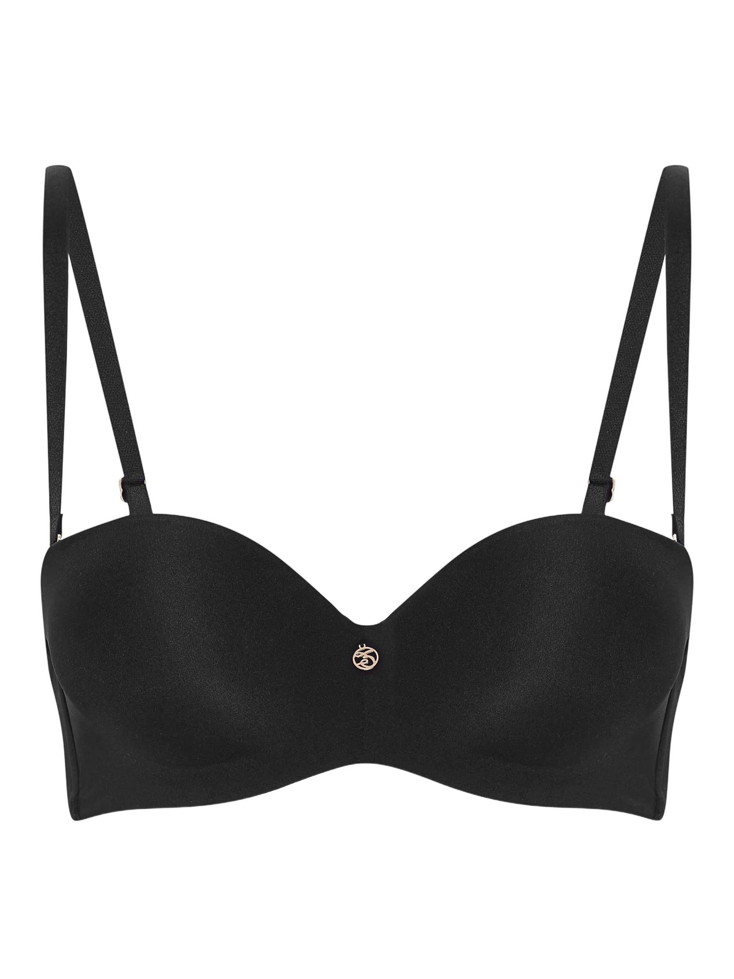 ESOTIQ - Push-up Sujetador 'Push-up-BH Raffen, Plunge-Dekolleté, Balconette-Cups 65B' en negro: frente