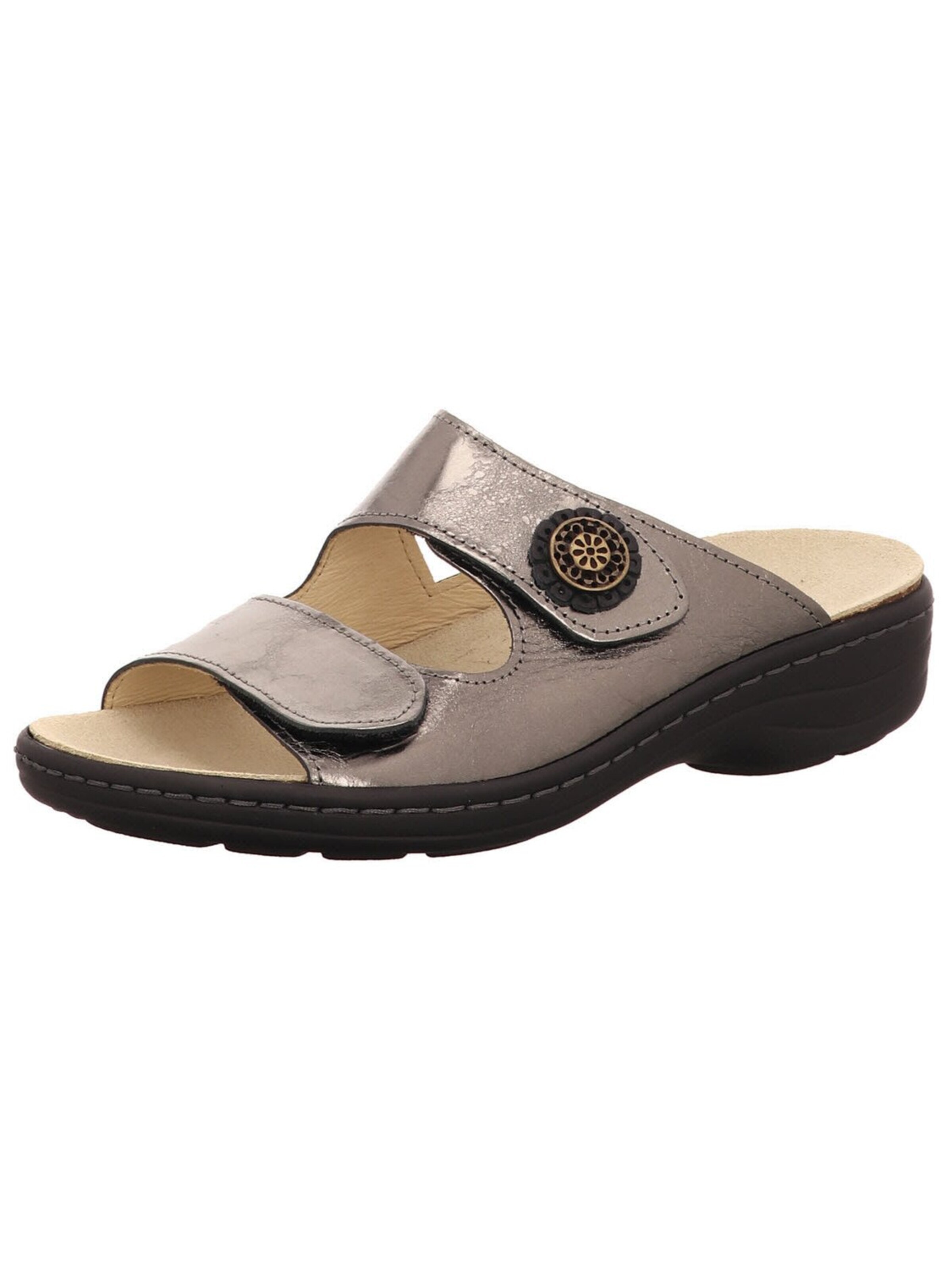 Longo - Sandalias con hebilla 'Pantolette Damen 1006389 Echtleder in braun' en marrón: frente