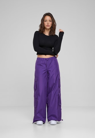 Urban Classics Wide leg Cargo Pants in Purple