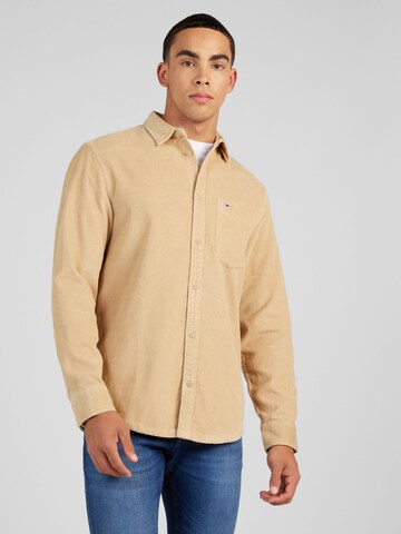 Tommy Jeans Regular Fit Hemd in Beige: predná strana