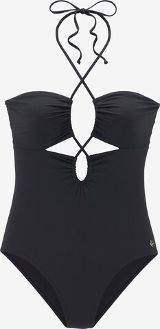 LASCANA Bustier Badeanzug in Schwarz: predná strana