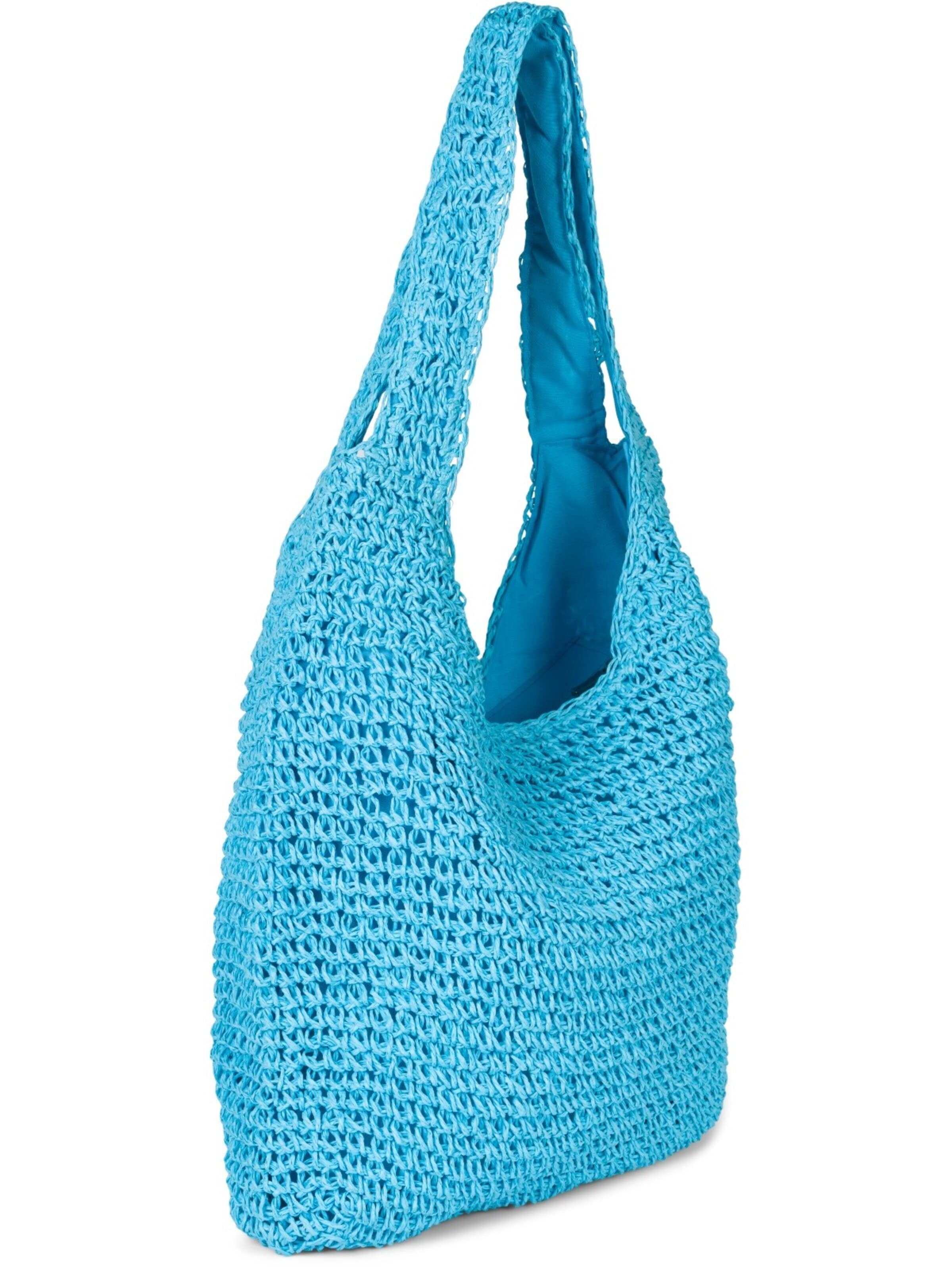 styleBREAKER Schultertasche 'Papierstroh Beuteltasche'‌‌‌ in Blau