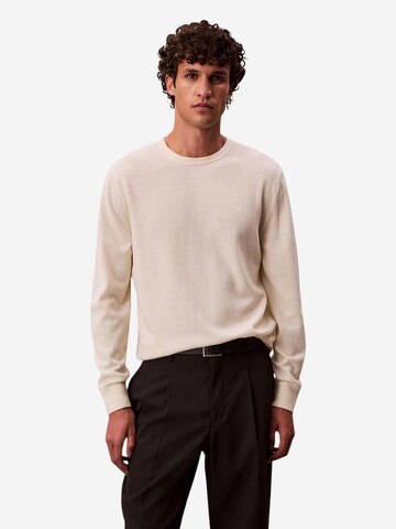 Calvin Klein Trui 'LS MERINO CREW LV04LB305G' in Beige: voorkant