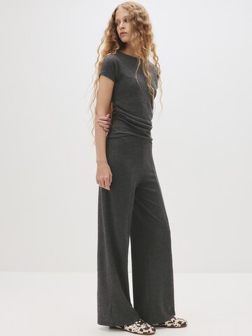 Wide Leg Pantalon Pull&Bear en gris