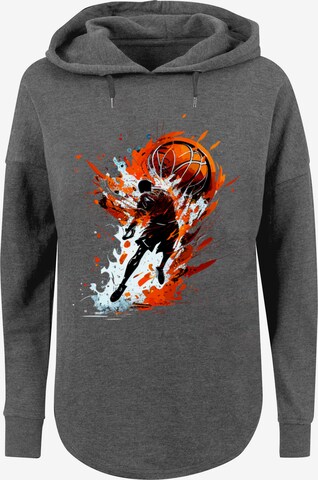 F4NT4STIC Sweatshirt 'Orange Splash' in Grijs: voorkant