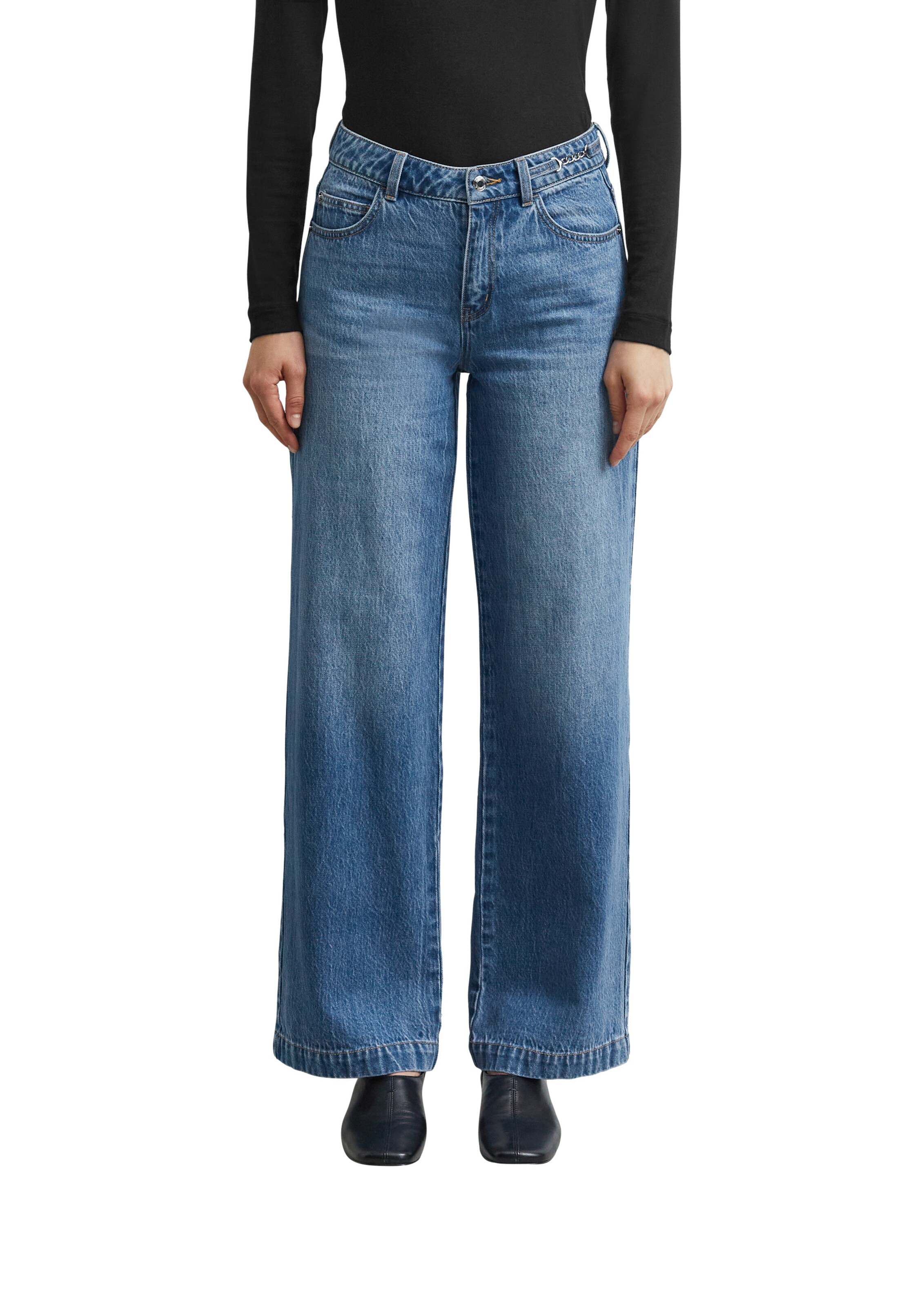 COMMA Loosefit Jeans in Blauw: voorkant