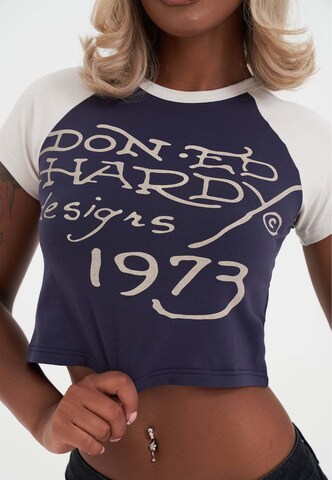 Ed Hardy Shirt 'Drawn Panther Ringer' in Blue