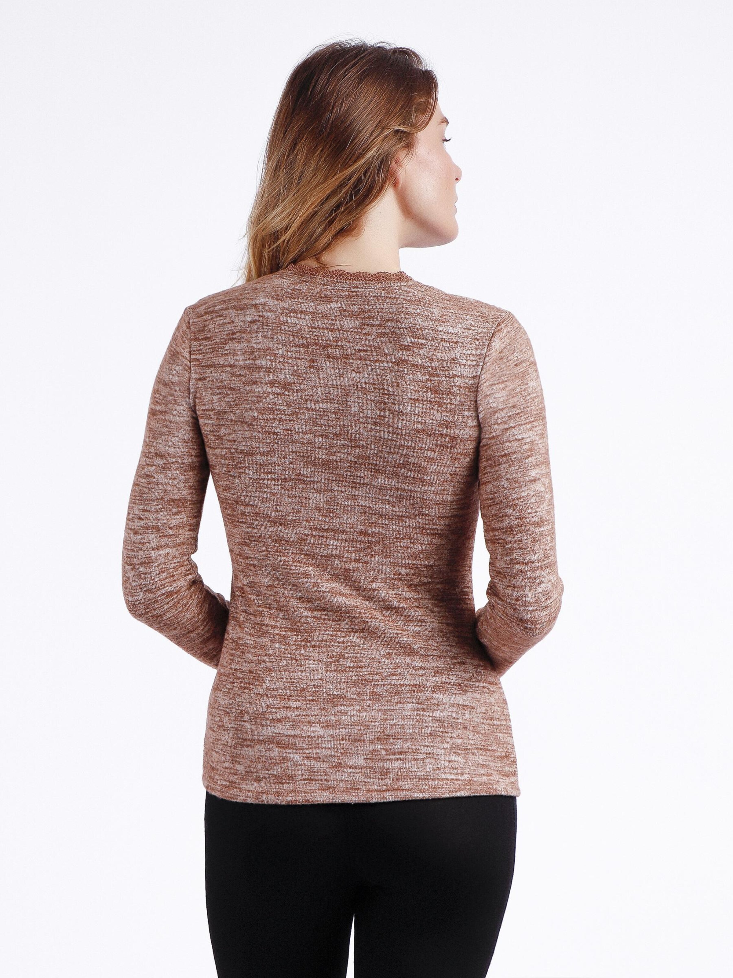 admas - Top 'ADMAS Camiseta Manga Larga Calentita Puntilla para Mujer' en beige