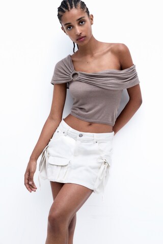 Pull&Bear Stricktop in Braun