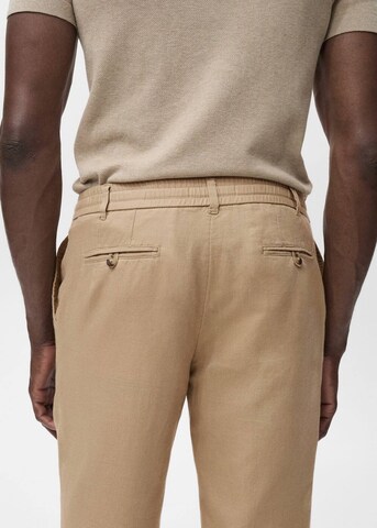 MANGO MAN Regular Pleat-Front Pants 'Romelino' in Beige