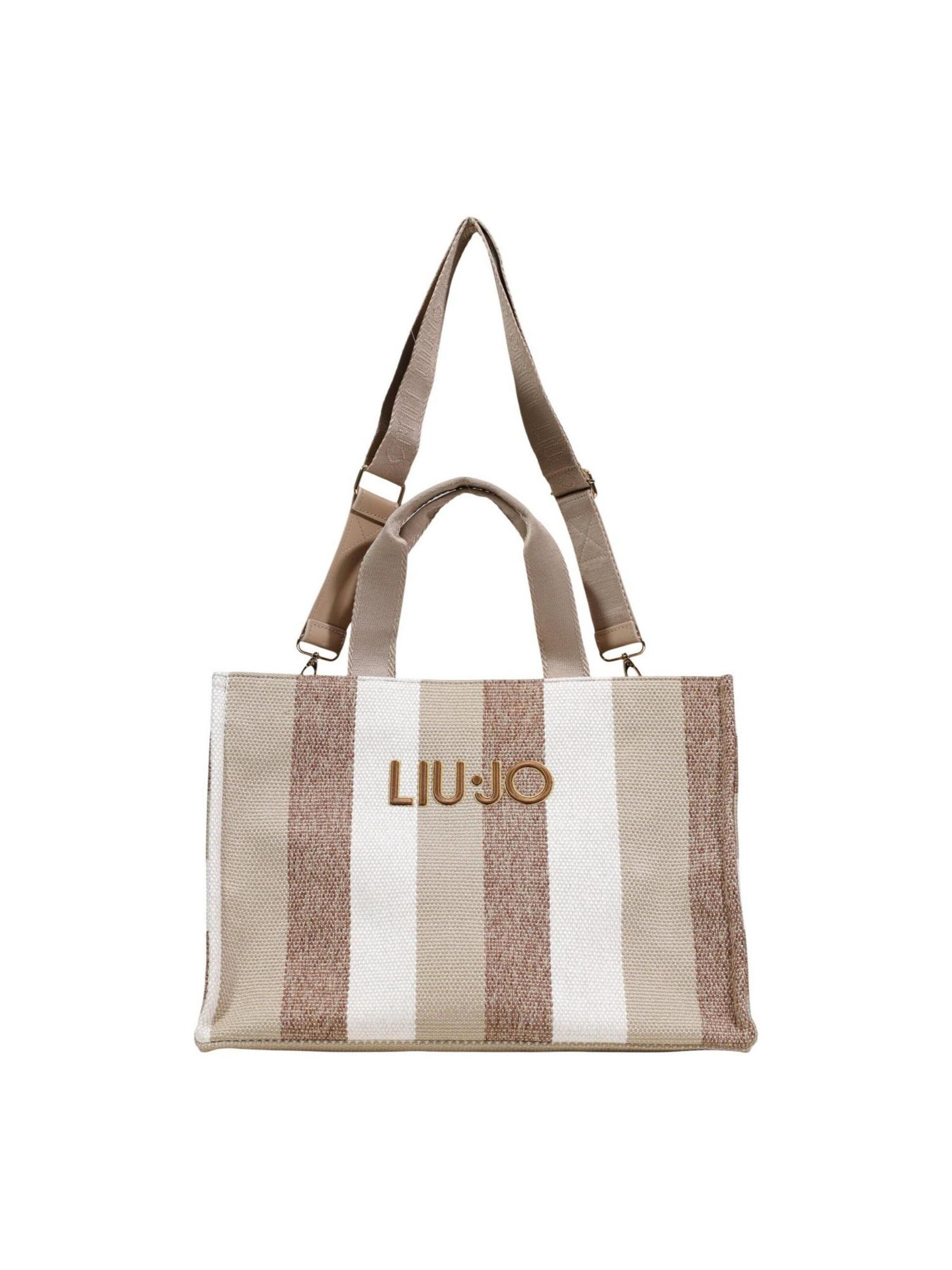 Liu Jo - Bolso de hombro 'L TOTE STRIPED CANVAS 2A6026 T2176' en beige