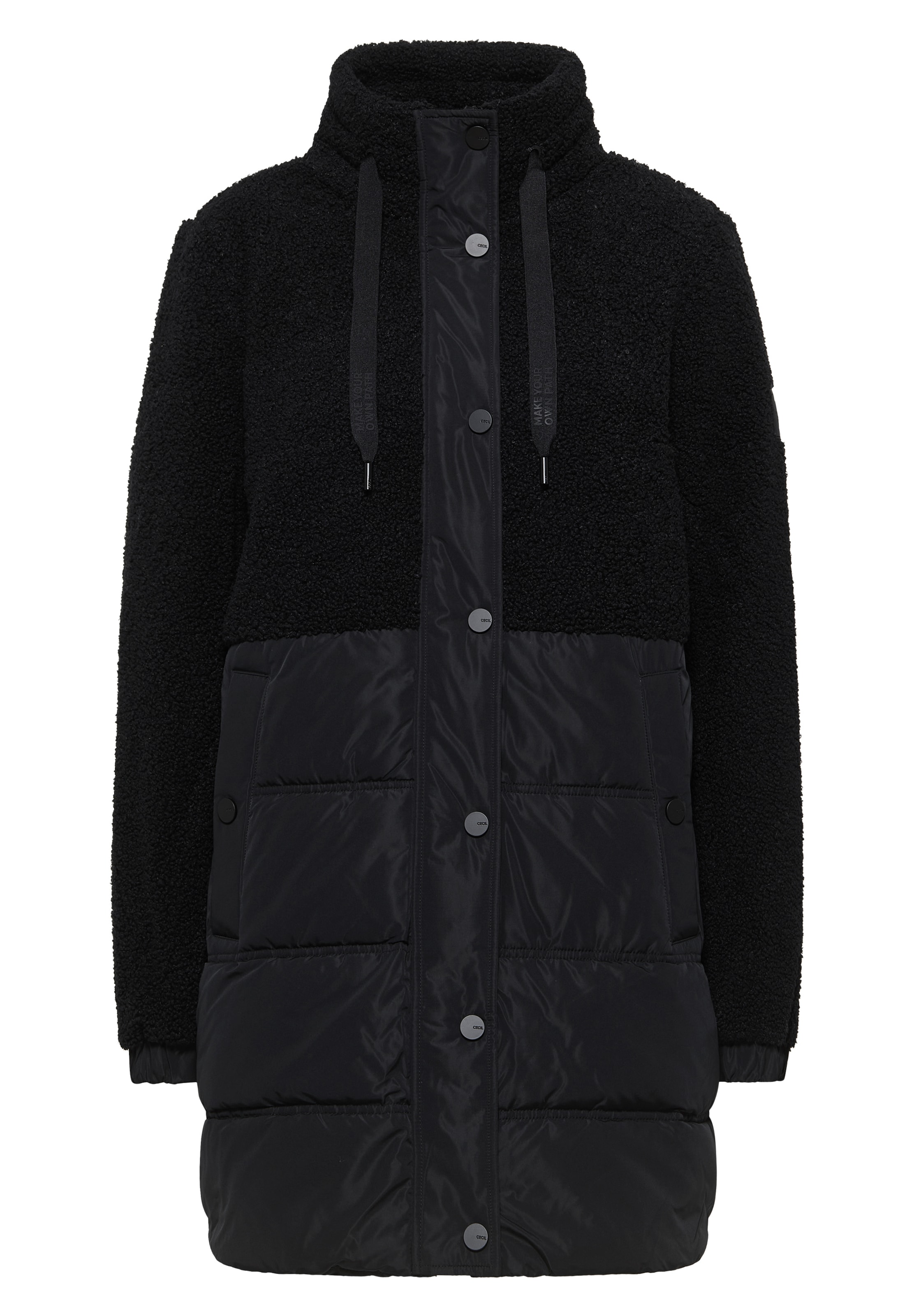 CECIL Between-Seasons Coat in Black: front