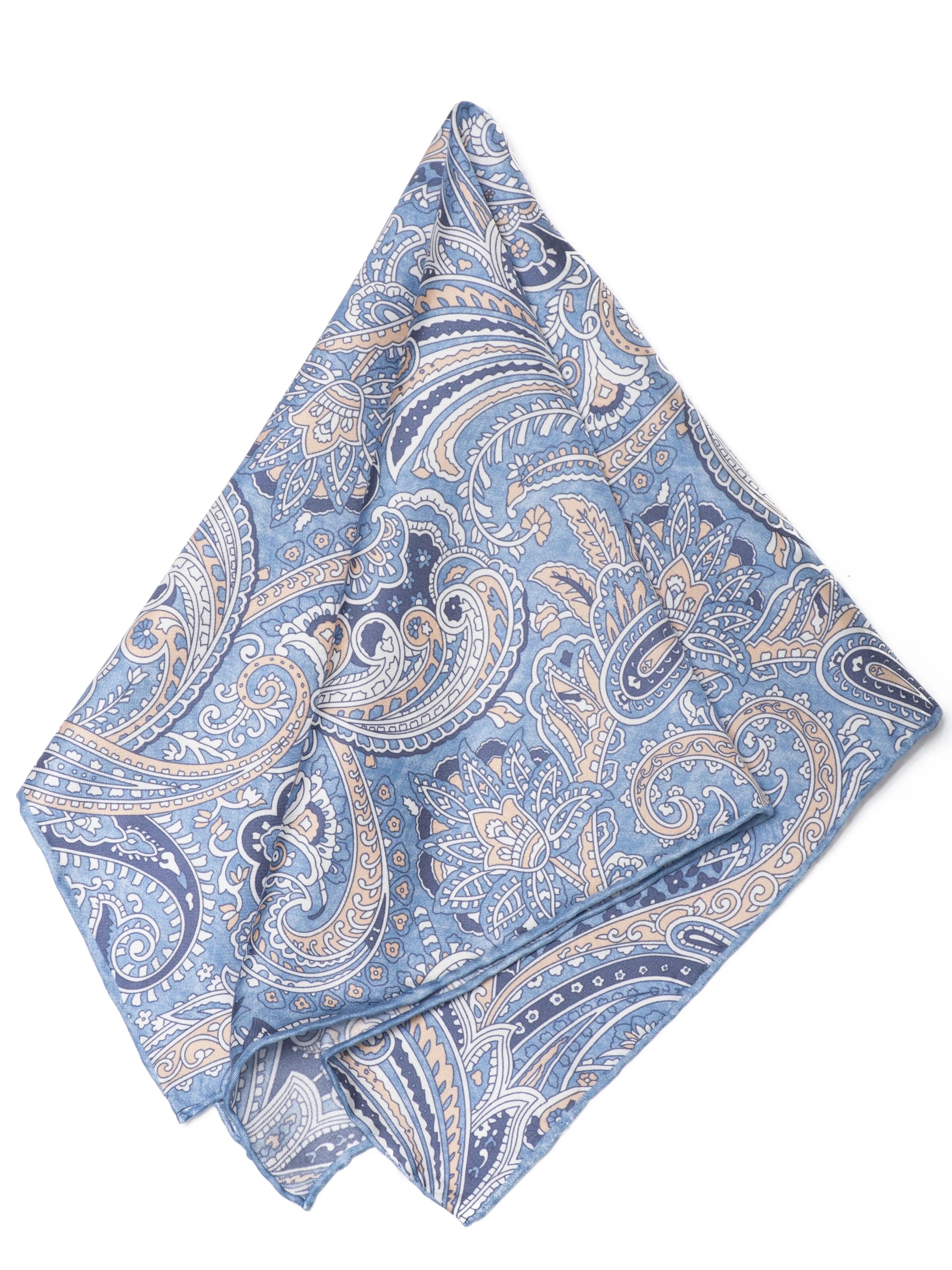 MayTree Sjaal 'Herrenseidentuch Paisley in Hellblau' in Blauw: voorkant