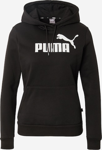 PUMA Спортивный свитшот 'ESSENTIAL Logo Hoodie' в Черный: спереди