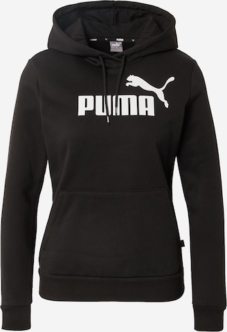 PUMA Sportief sweatshirt 'ESSENTIAL Logo Hoodie' in Zwart: voorkant
