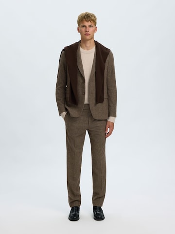 SELECTED Slimfit Hose 'SLHReed' in Braun