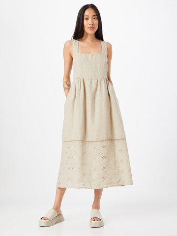 120% Lino Summer Dress in Beige: front