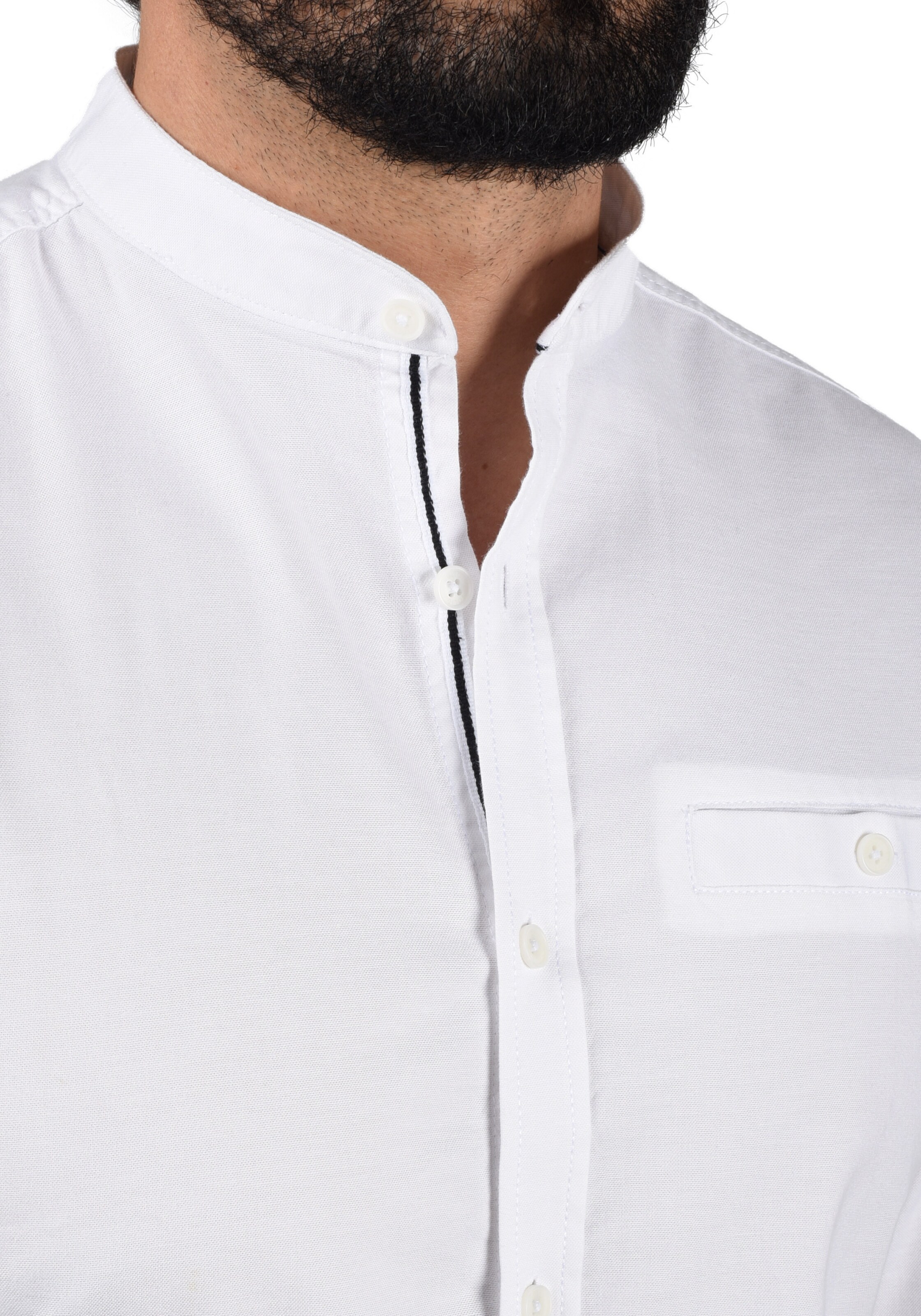 !Solid Slim fit Overhemd in Wit