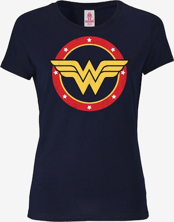 LOGOSHIRT Shirt 'Wonder Woman Circle Logo' in Blue: front