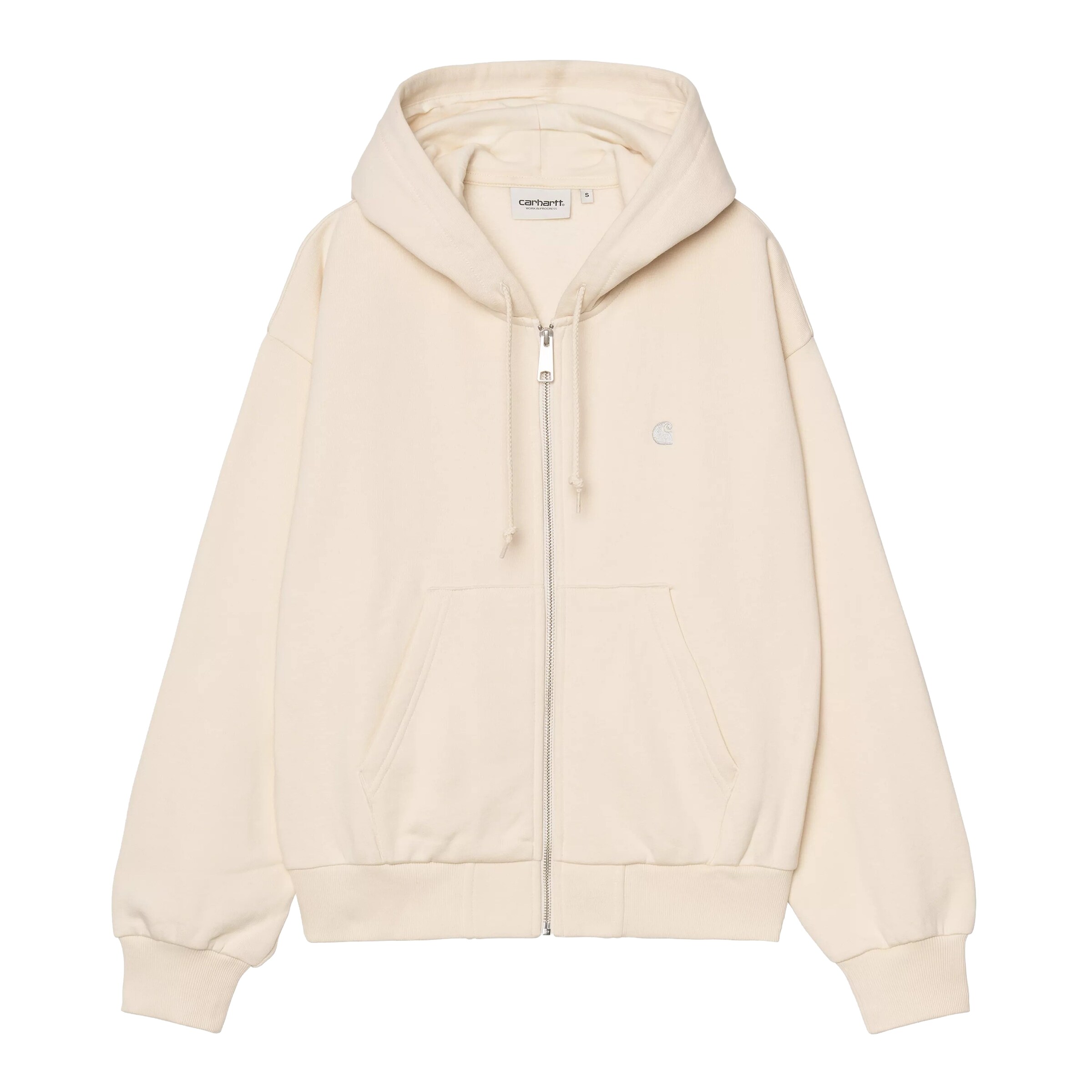 Carhartt WIP Zip-Up Hoodie in Beige: front