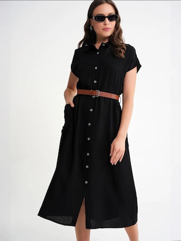 Robe-chemise MixRay en noir : devant