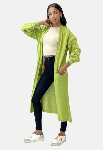 Cappotto in maglia di Elara in verde
