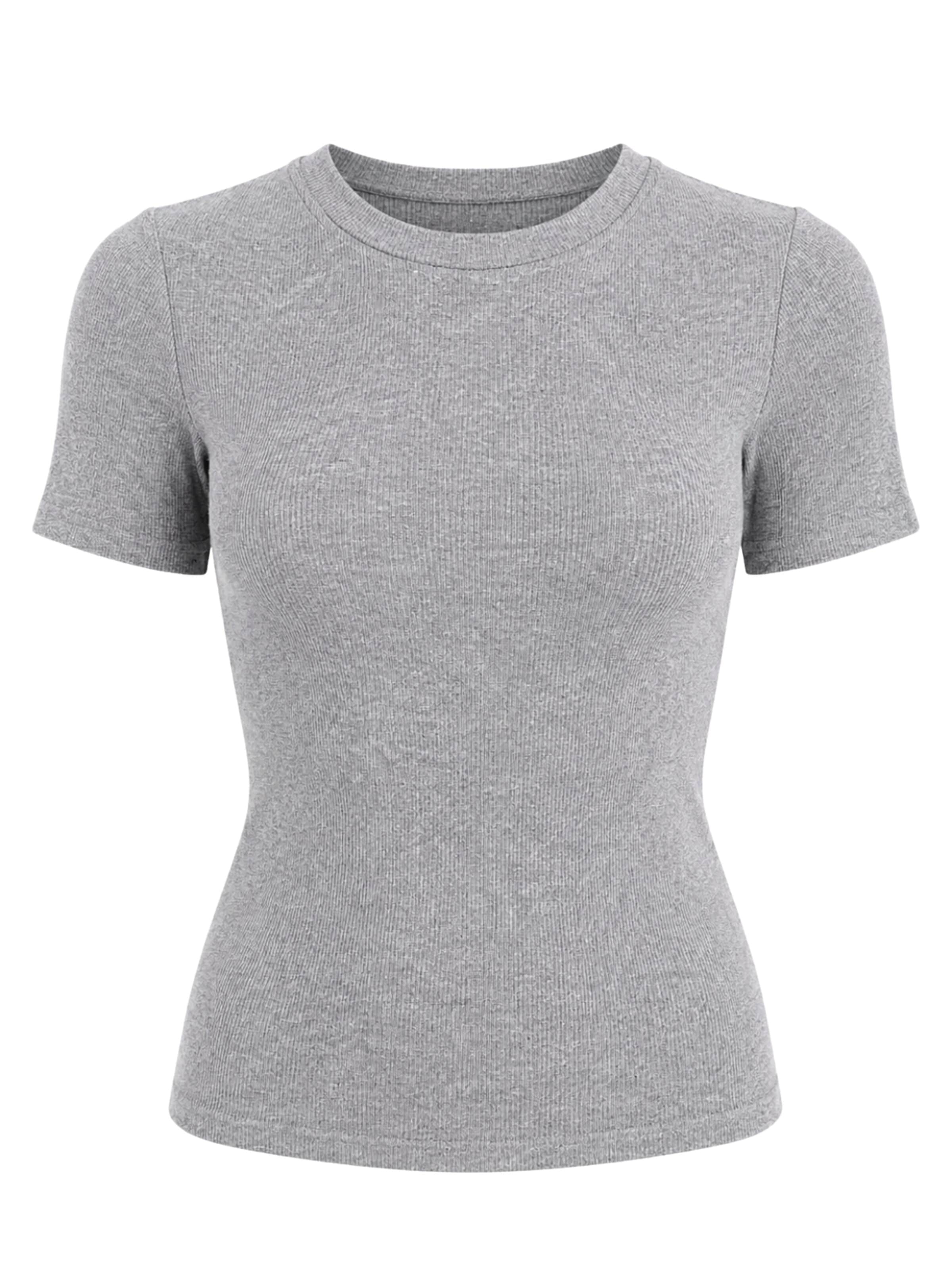 ARMIE Shirt 'The Petra T-shirt - Light Grey Melange' in Grey: front