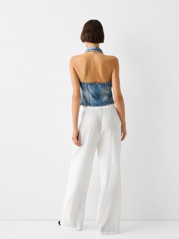 Wide Leg Pantalon Bershka en blanc