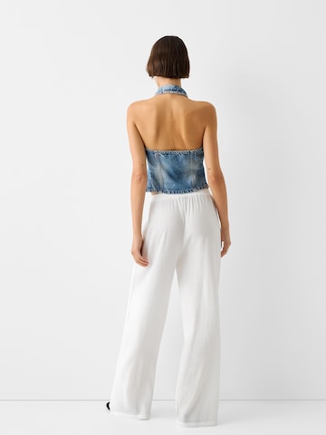 Bershka Wide Leg Bukser i hvid